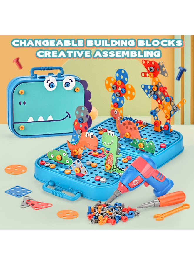 3D Toy Toolbox Puzzle DIY Animal Smart Dinosaur Unicorn Puzzle Toy Electric Toy Screwdriver-Color:Dinosaur Screw Puzzle - Image 2